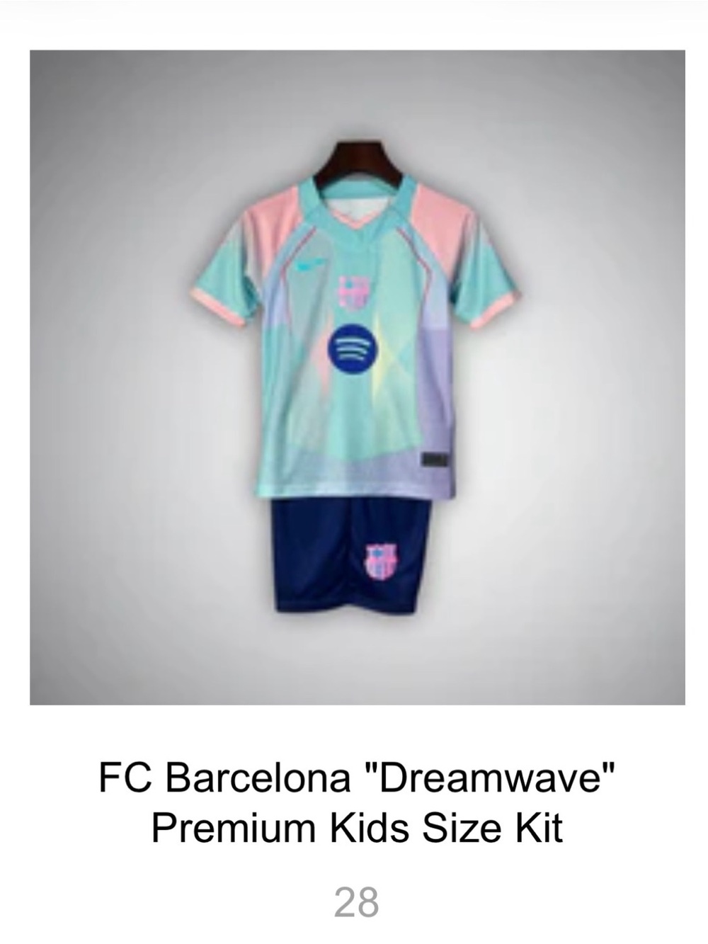 BNWT Nike Dryfit FC Barcelona “Dreamwave” concept kit kids size 28